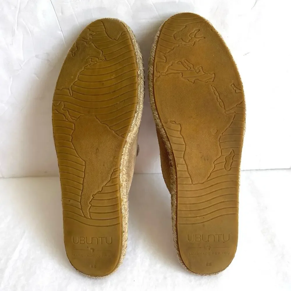 Ubuntu Life Handmade Suede Espadrille Mule Shoes Size 9.5